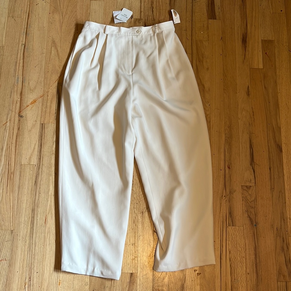 Talbots Cream Ivory silk trousers NWT Lined pleated pants